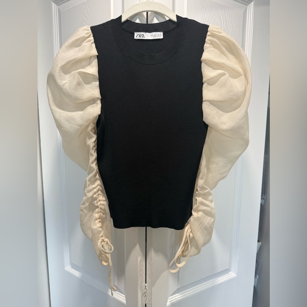 Zara Black Ribbed Knit Top